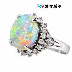 オパール ダイヤ リング 指輪 Pt950 プラチナ 宝石 ジュエリー