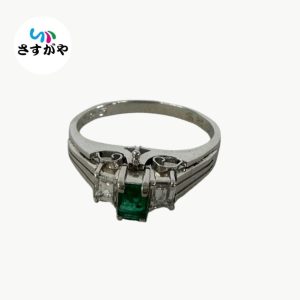 Pt900 エメラルド×ダイヤモンド リング