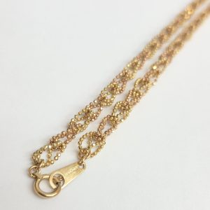 K18 3連編み込みデザインチェーン ネックレス