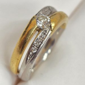 Pt900/K18 ダイヤモンド コンビリング