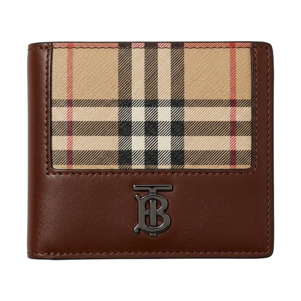 【BURBERRY】バーバリー チェック柄 レザー 二つ折り財布