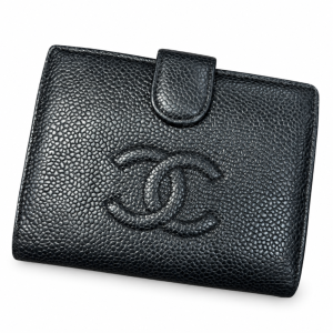 CHANEL（シャネル） キャビアスキン ココマーク 二つ折り財布／ミディアムウォレット ブラック