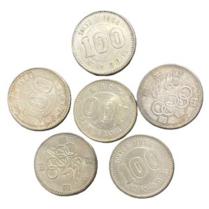 鳳凰、稲穂、オリンピック100円銀貨