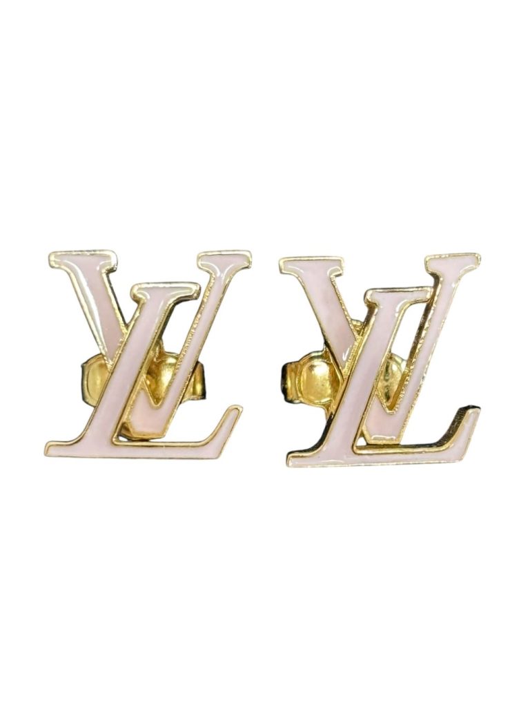Louis Vuitton ルイヴィトン LVロゴ ピアス ピンク エナメル ブランドジュエリー