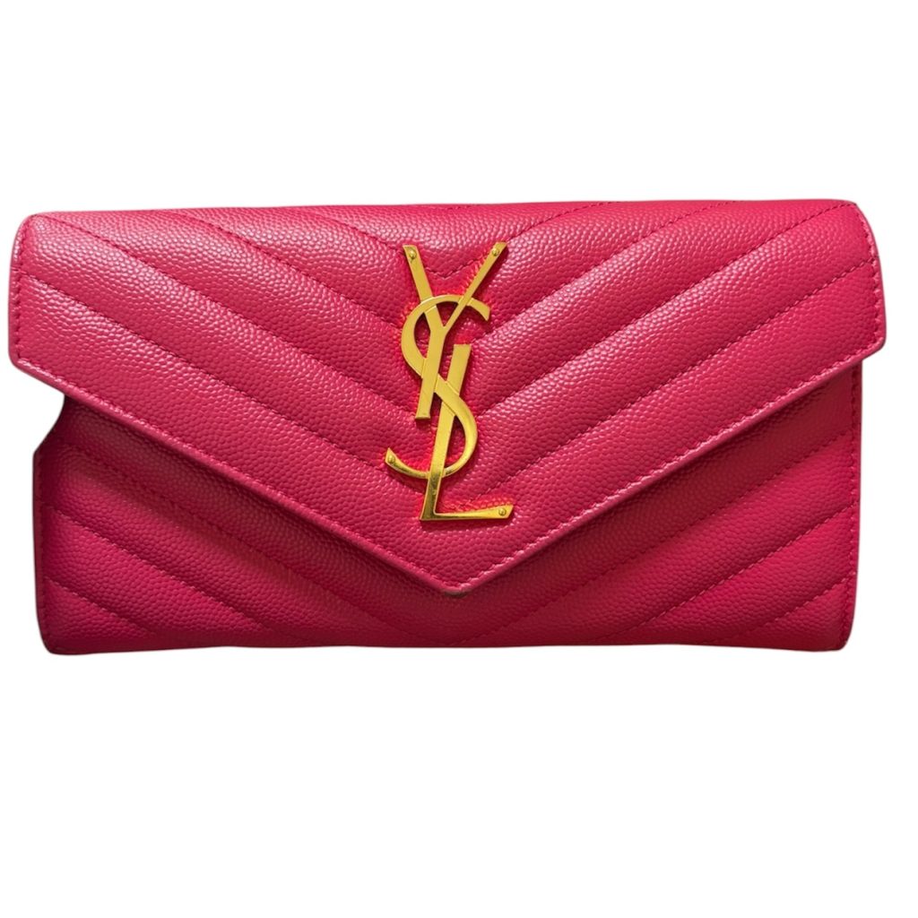 【YSL サンローラン】財布・ブランド品・モノグラム・ラージ・ピンクカラー・メンズ・レディース