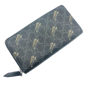 GUCCI（グッチ）　GGスプリーム　タイガープリント　ラウンドファスナー長財布