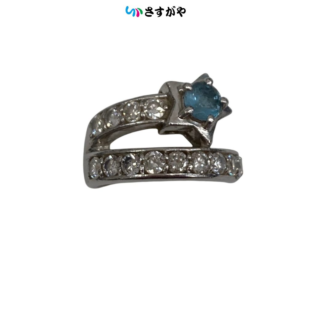 Pt900 アクアマリン ダイヤ付きリング