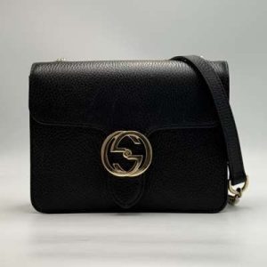 【GUCCI グッチ インターロッキングG チェーンショルダーバッグ ブラック】高価買取 査定無料｜伊勢崎市堀口町
