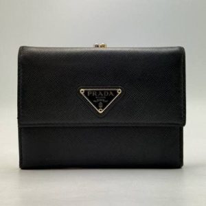PRADA プラダ サフィアーノ がま口 三つ折り財布 ブラック｜前橋市広瀬町