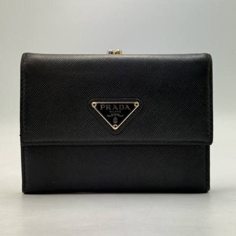 PRADA プラダ サフィアーノ がま口 三つ折り財布 ブラック｜前橋市広瀬町