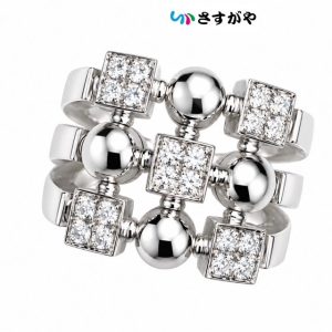 BVLGARI ブルガリ ルチア 3ロウ ダイヤ リング K18WG 750 ブランドジュエリー